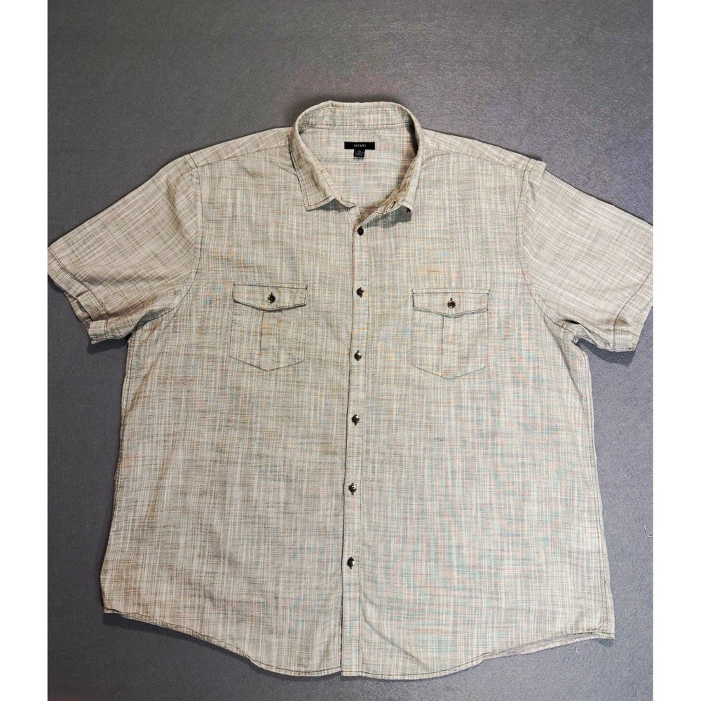 Alfani Men's 3XL Regular Fit Woven Cotton Plaid Button-Up Shirt Pockets